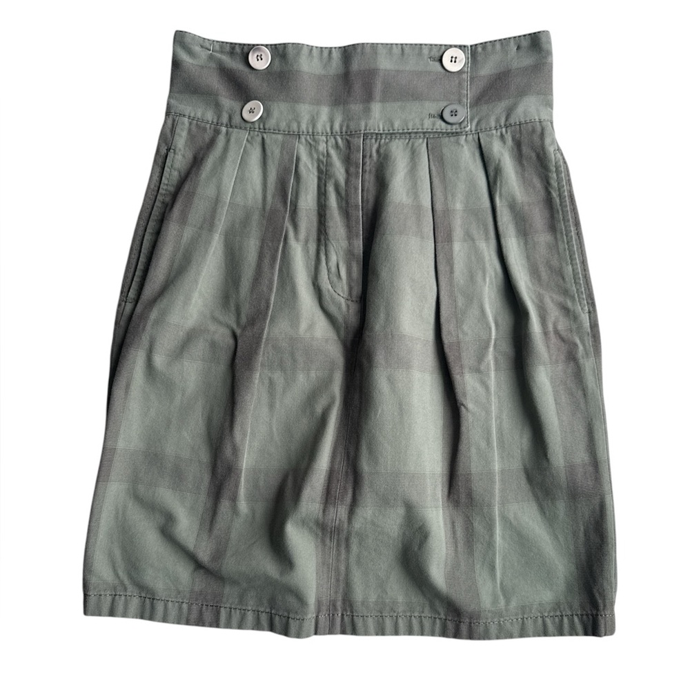 Stella McCartney Vintage Green Knee Lenght Skirt Checkered print Cotton Sz EU42